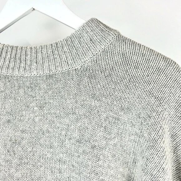 Tibi PF/17 Heather Grey Cashmere Pleated Sleeve Cropped Pullover - Picture 3 of 9